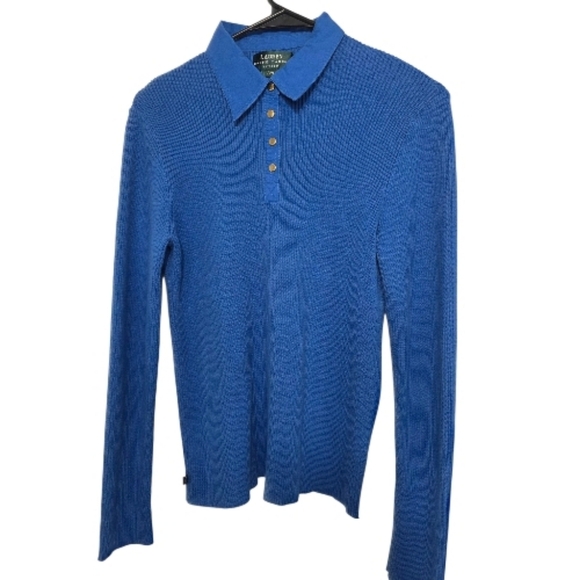 Lauren Ralph Lauren Sweaters - Lauren Ralph Lauren Ribbed Long Sleeves Polo Knit Blue Women's Sweater Size PM